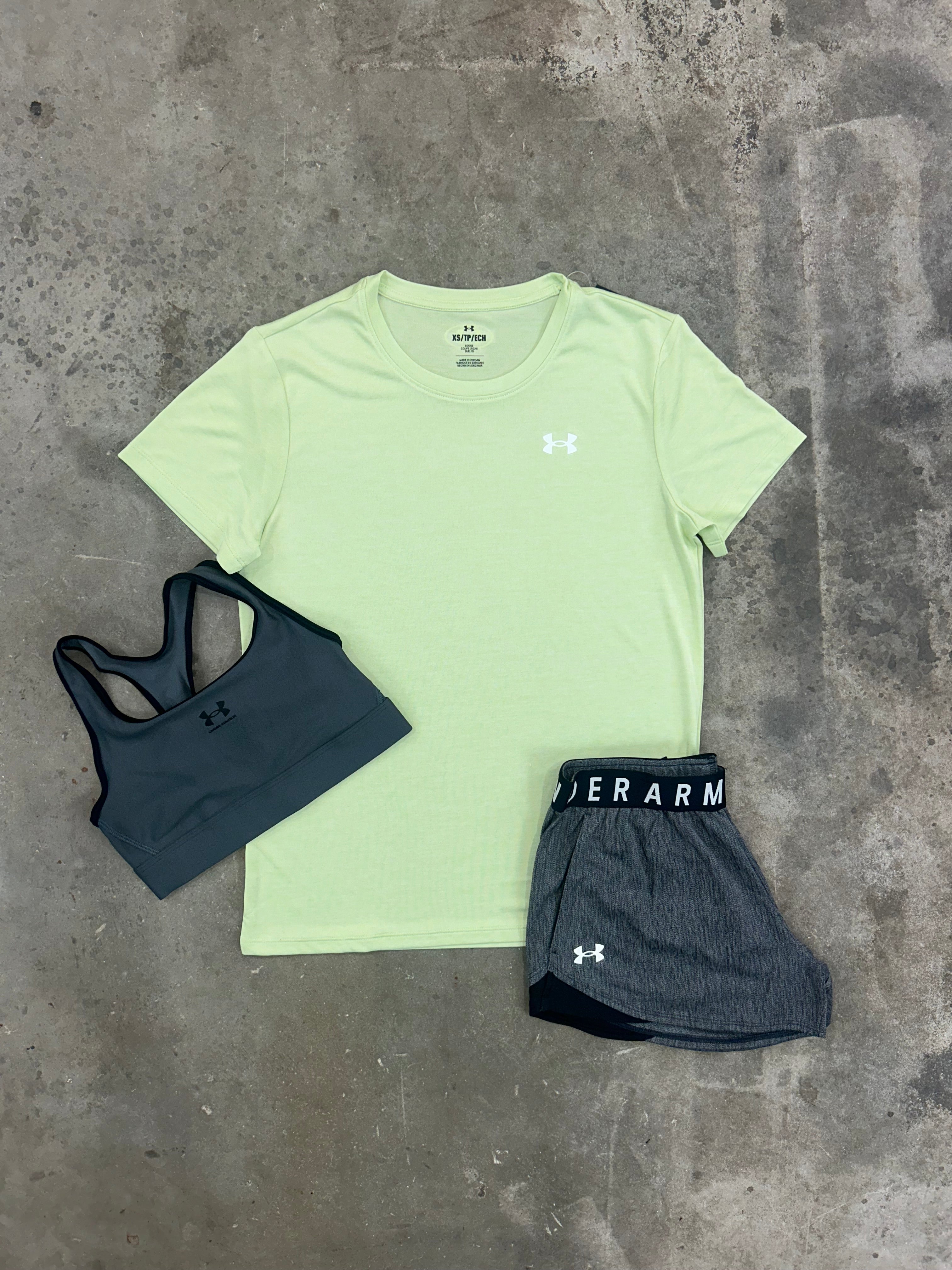 Under Armour Lime Set - T Shirt / Sports Bra / Shorts