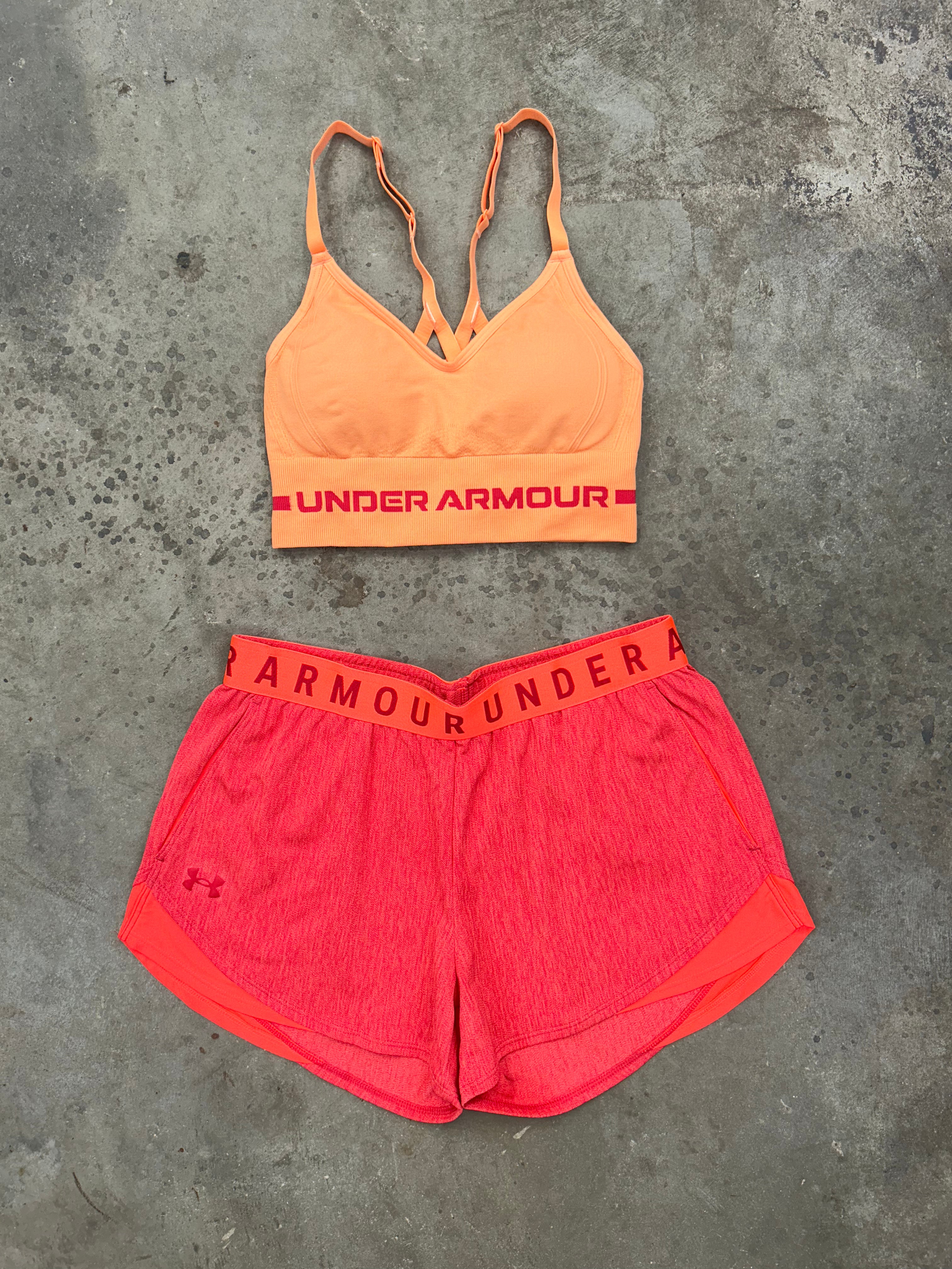 Under Armour Womens Sz: L Speedpocket Shorts 1323872 690 Peach Orange​